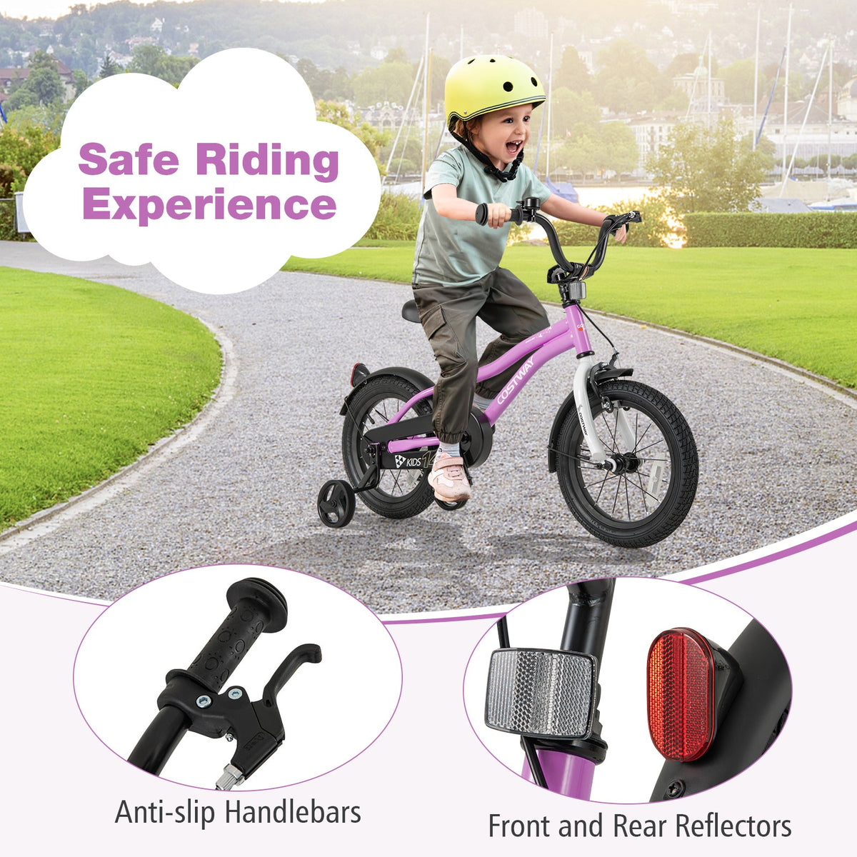 Kids Bike 14-Inch Children Training Bicycle with 2 Brake for 3-5 Years Old