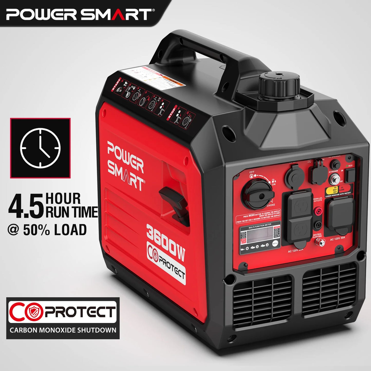 Generator, Camping Gear and Equipment, 3600 Watt Super Quiet Portable Inverter Generator,Gas Powered, RV Ready, Paral
