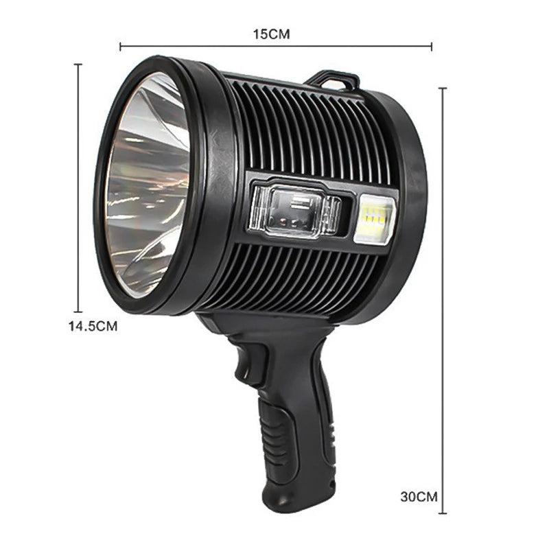 Rechargeable Spotlight 100000 Lumens Led Spot Lights Handheld Large Flashlight Super Bright Outdoor Solar Spotlights Searchlight