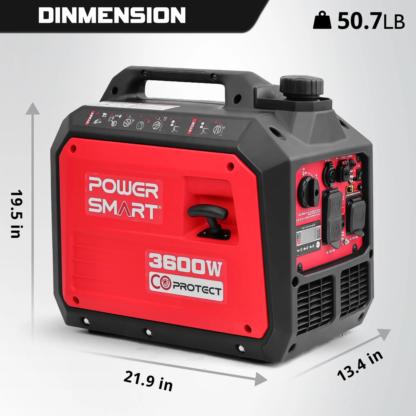 Generator, Camping Gear and Equipment, 3600 Watt Super Quiet Portable Inverter Generator,Gas Powered, RV Ready, Paral