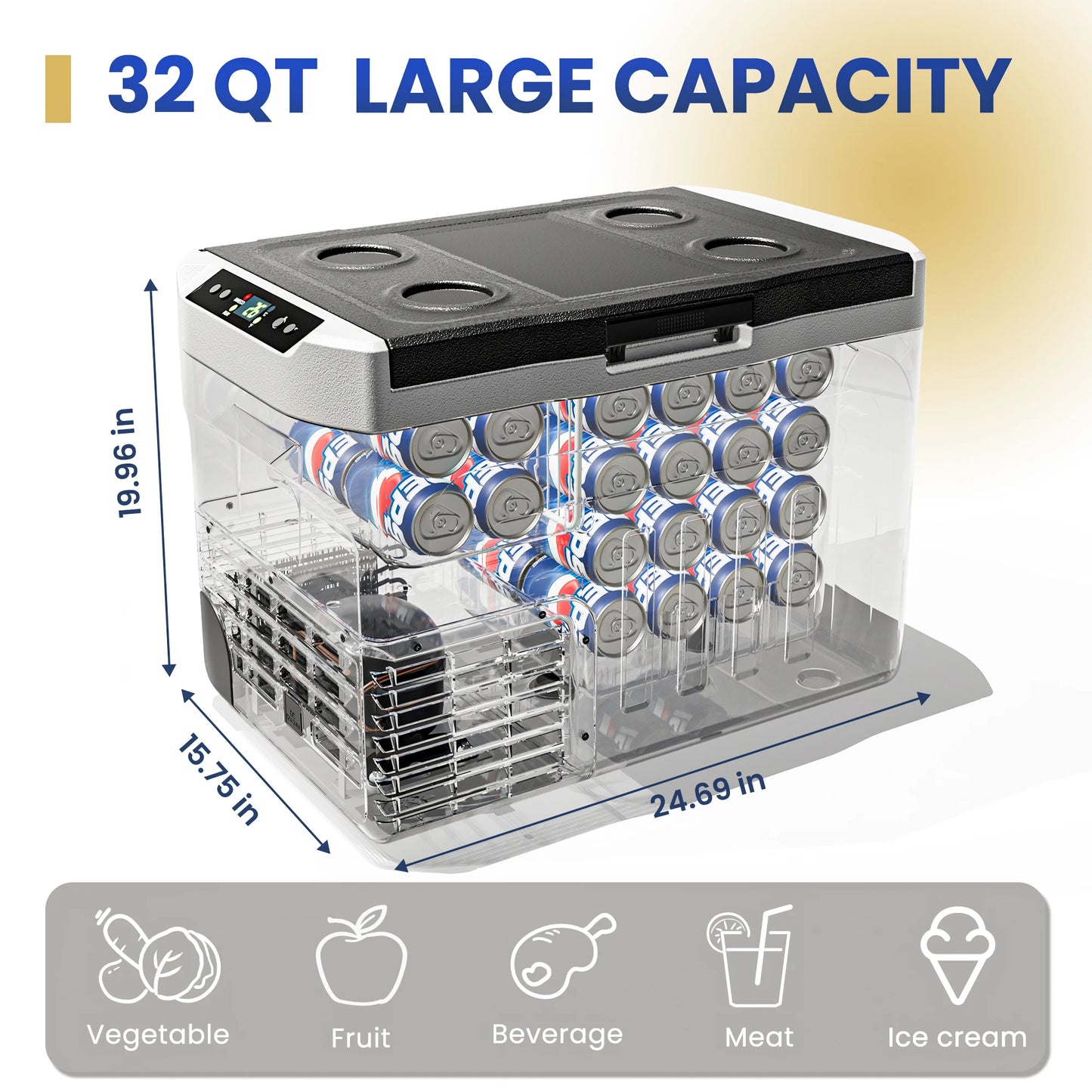 20/30L Portable Car Refrigerator Compressor Dual Zone Mini Fridge Freezer Cooler Ice Box Keep Cool for Camping Fishing