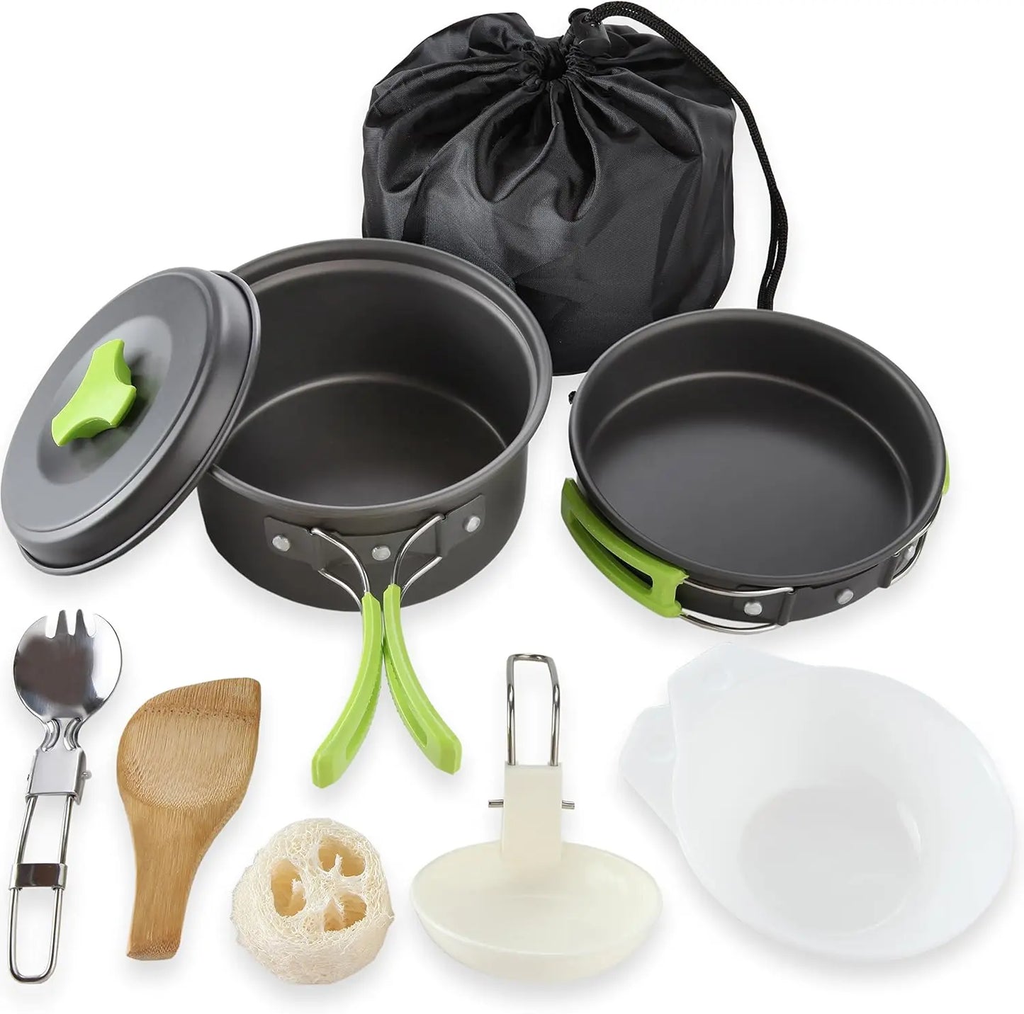 Camping Cookware Mess Kit for Backpacking Gear – Camping Cooking Set - Camping Pots and Pans Set - Backpacking Stove/Portable