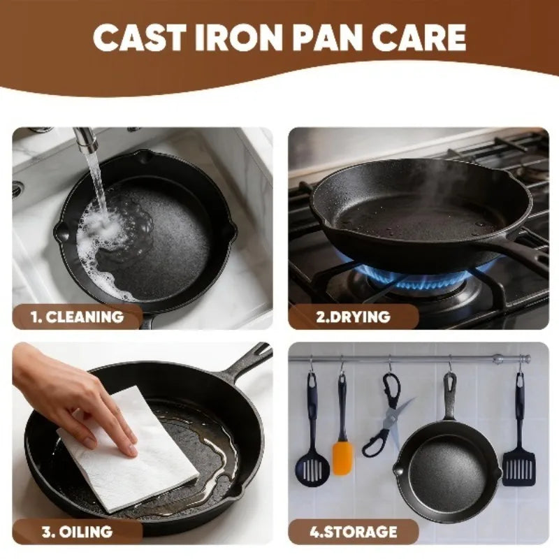 3PCS Cast Iron Skillet Set 6/8/10 Inch Pre-Seasoned Frying Pans Nonstick Oven Safe for Grill Camping Cooking