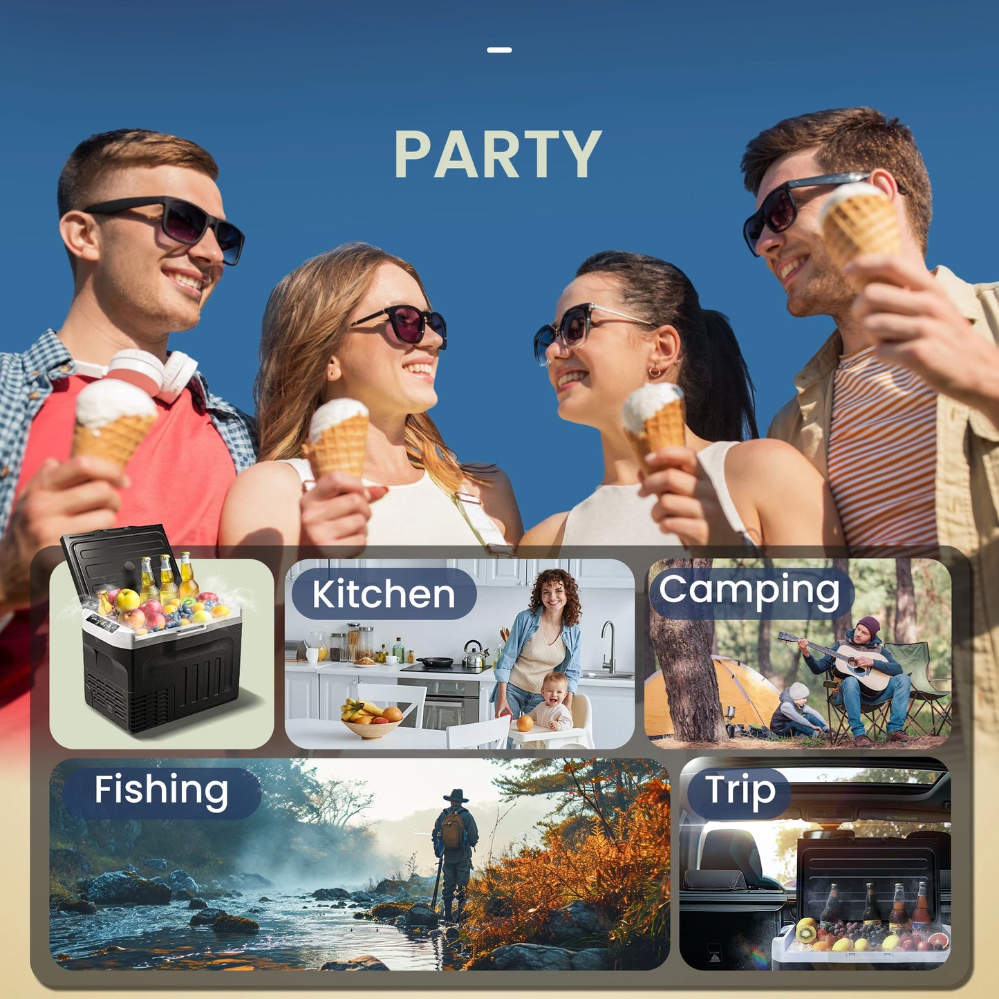 20/30L Portable Car Refrigerator Compressor Dual Zone Mini Fridge Freezer Cooler Ice Box Keep Cool for Camping Fishing