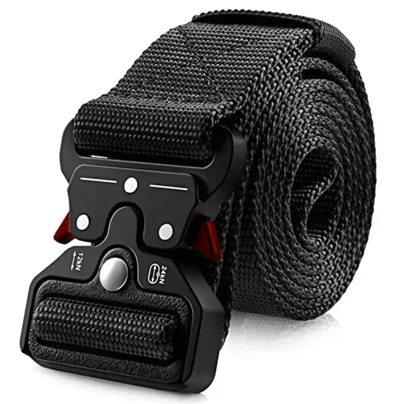 Unisex Tactical Belt, Adjustable Plastic Safety Buckle, Durable Stretchable Design for Hiking Camping and Casual Wear, Black, Sl
