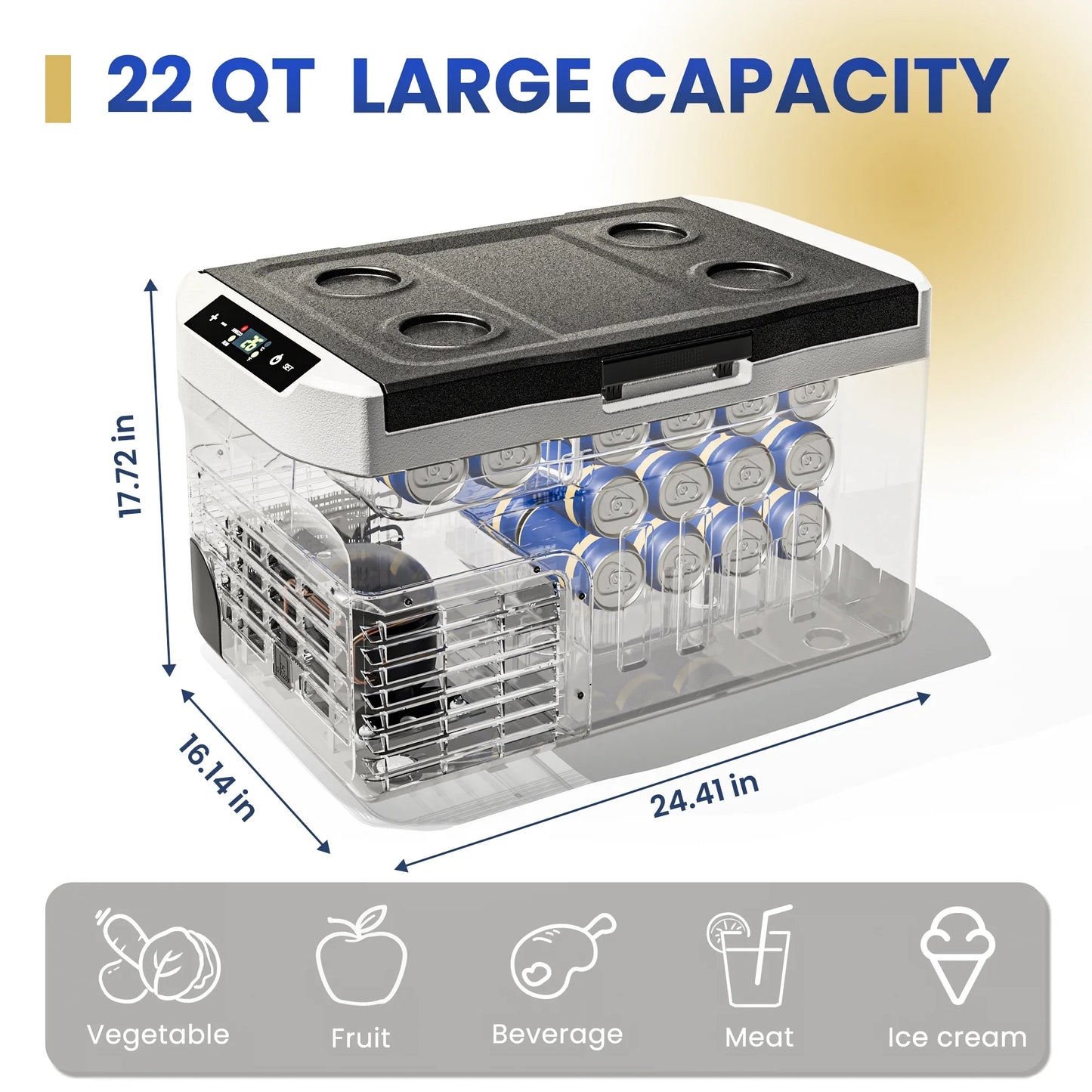 20/30L Portable Car Refrigerator Compressor Dual Zone Mini Fridge Freezer Cooler Ice Box Keep Cool for Camping Fishing