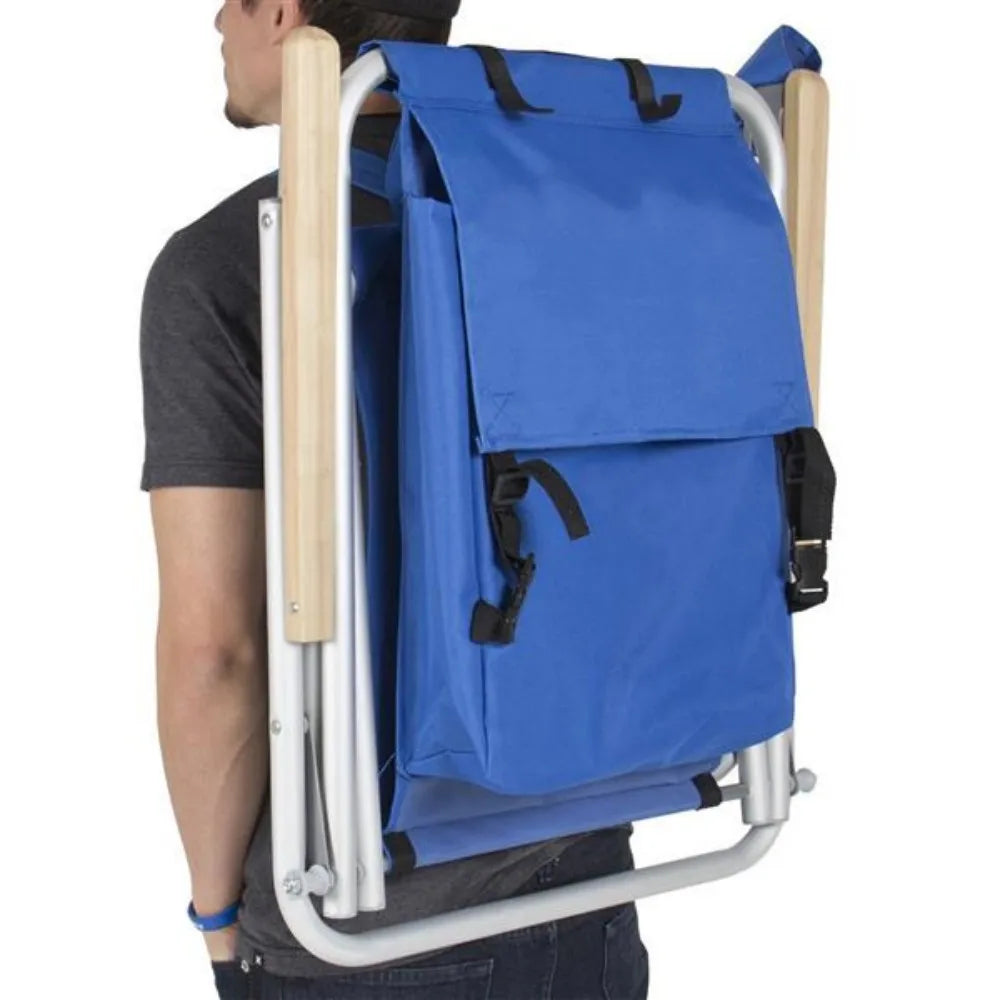 Portable High Strength Beach Chair with Adjustable Headrest Blue for hunt fish or just enjoy