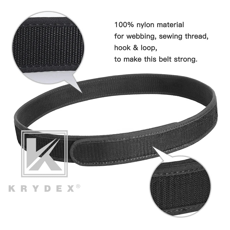 1.5" Buckleless Hook Duty Inner Belt Loopback Tactical Hunting Shooting Nylon Liner Men Inner Waist Belt Accessories BK
