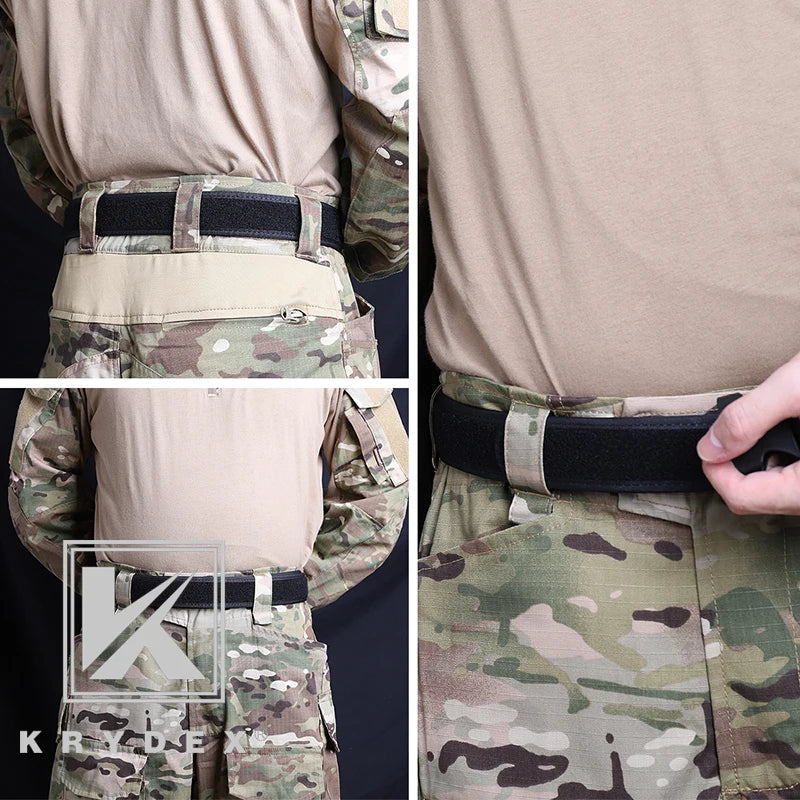 KRYDEX 1.5 Inch Buckleless Inner Liner Belt S-XXXL Tactics Nylon Loop Liner Inner Loopback Belt Hunting Shooting Accessories BK