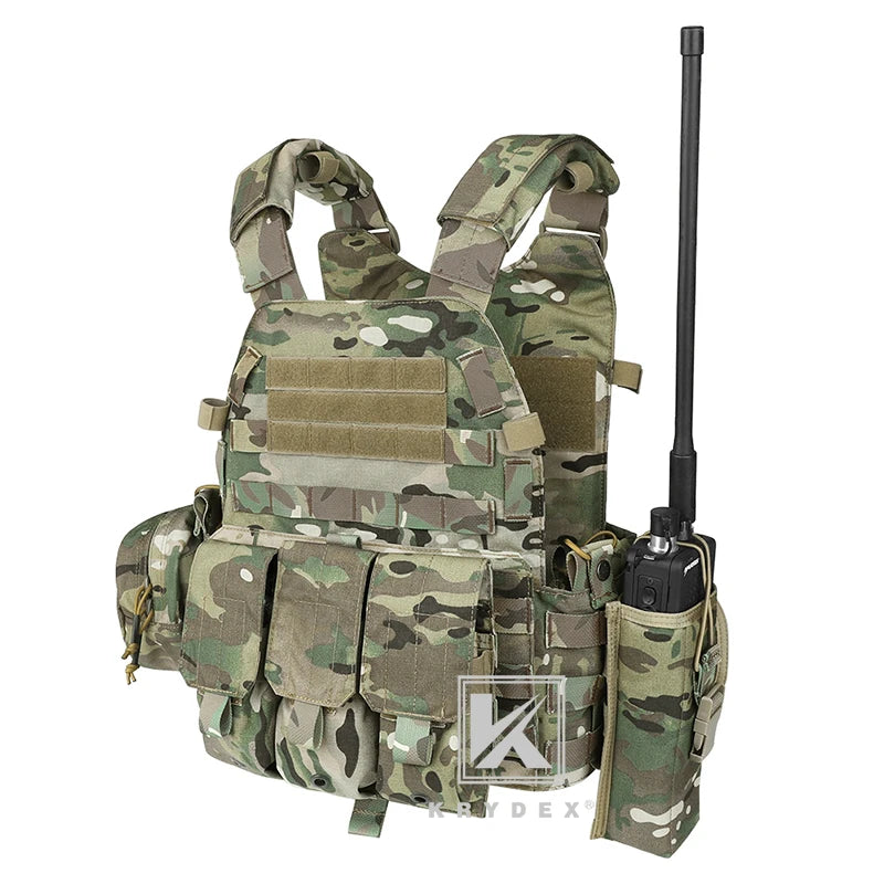 LBT-6094A Tactical Modular Vest Triple Mag/Radio/Dump Pouch Airsoft Hunting Battle Plate Carrier MOLLE Vest Camo MC