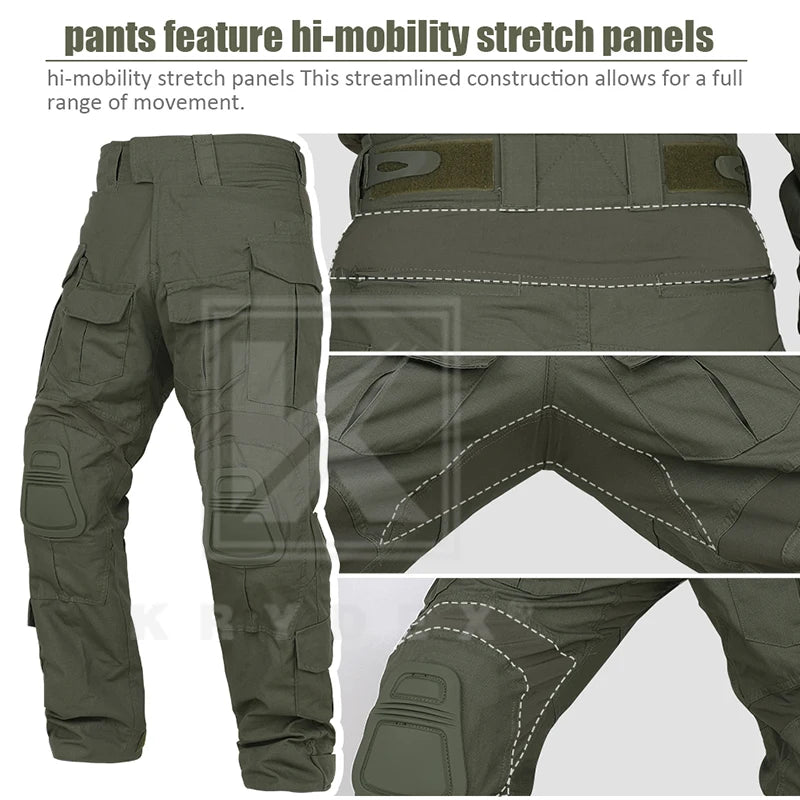 Combat Trousers Ranger Green Tactical Uniform Pants With Knee Pad For Outdoor Hunting Hiking