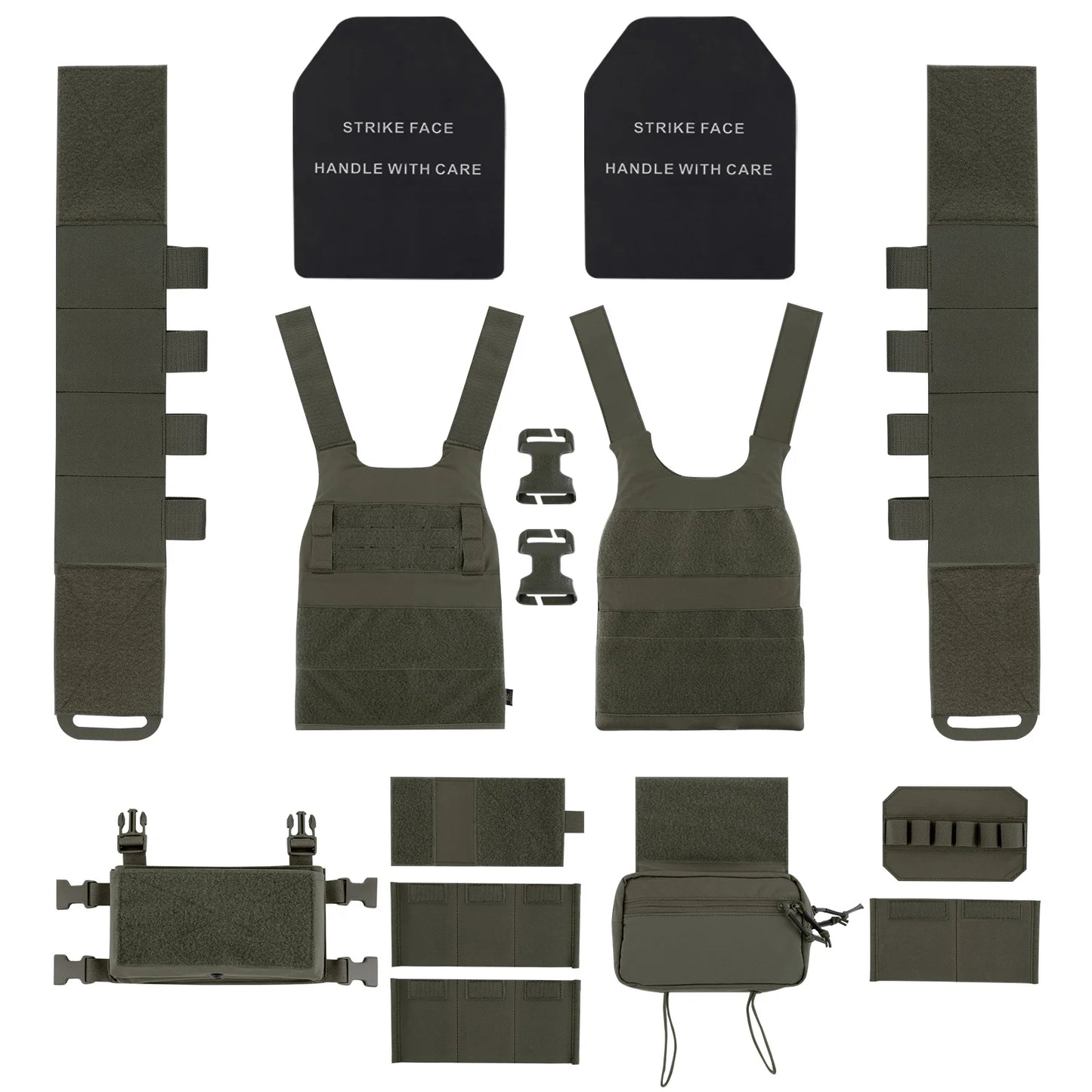 Low Vis Slick Plate Carrier Tactical Vest With Elastic Cummerbund Micro Fight MK3 Panel Chassis Drop SACK Pouch Camo Vest