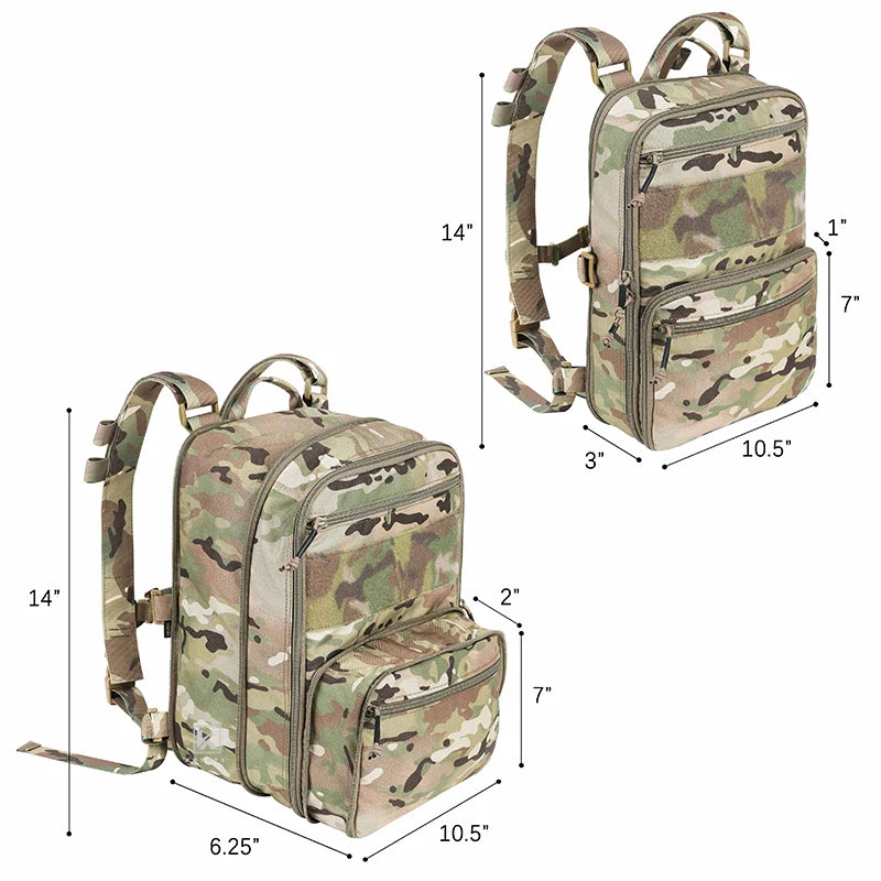 Tactical D3 Flatpack Backpack Upgraded Version 23L Expandable Assaulter Pack Hydration MOLLE / Strap Backpack
