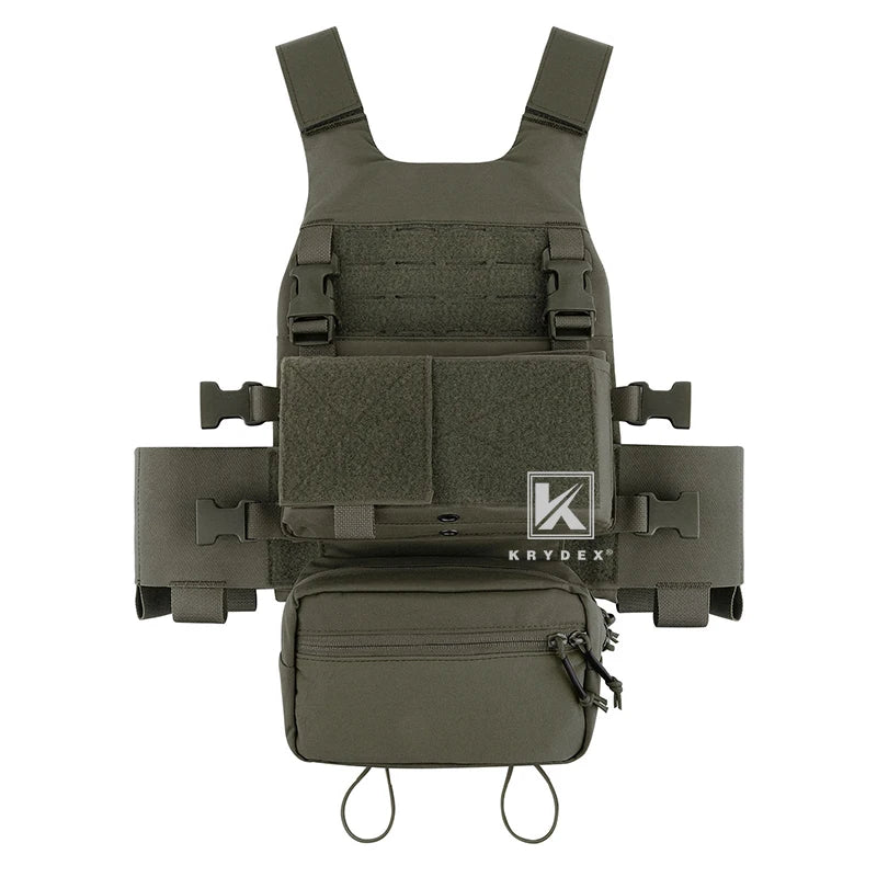 Low Vis Slick Plate Carrier Tactical Vest With Elastic Cummerbund Micro Fight MK3 Panel Chassis Drop SACK Pouch Camo Vest