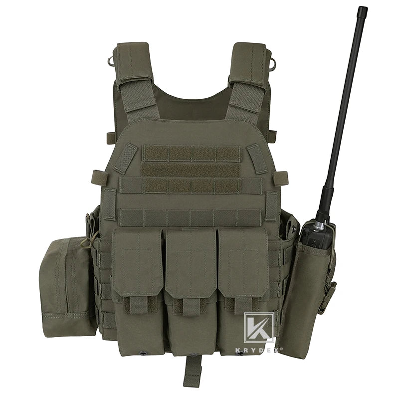 LBT-6094A Tactical Modular Vest Triple Mag/Radio/Dump Pouch Airsoft Hunting Battle Plate Carrier MOLLE Vest Camo MC
