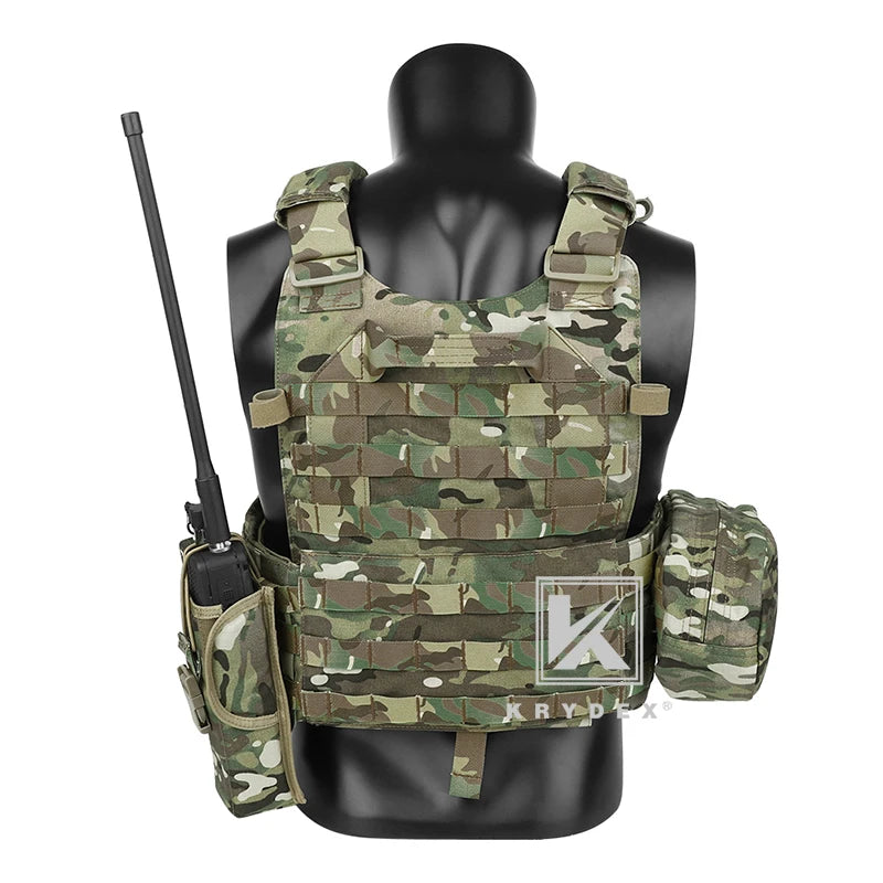 LBT-6094A Tactical Modular Vest Triple Mag/Radio/Dump Pouch Airsoft Hunting Battle Plate Carrier MOLLE Vest Camo MC