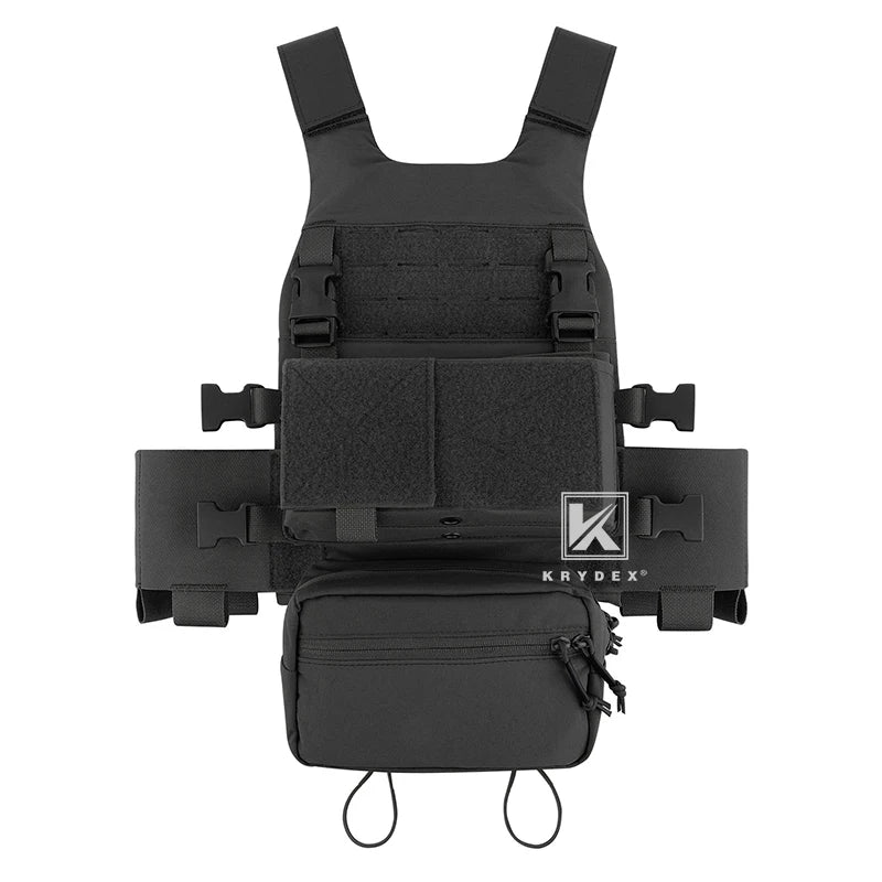 Low Vis Slick Plate Carrier Tactical Vest With Elastic Cummerbund Micro Fight MK3 Panel Chassis Drop SACK Pouch Camo Vest