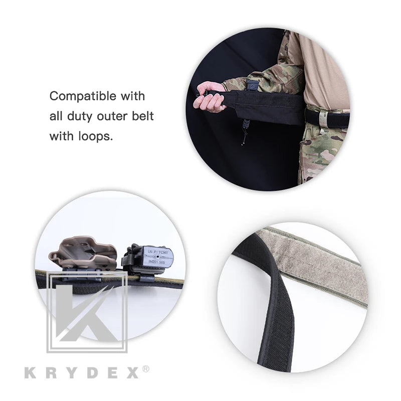 1.5" Buckleless Hook Duty Inner Belt Loopback Tactical Hunting Shooting Nylon Liner Men Inner Waist Belt Accessories BK
