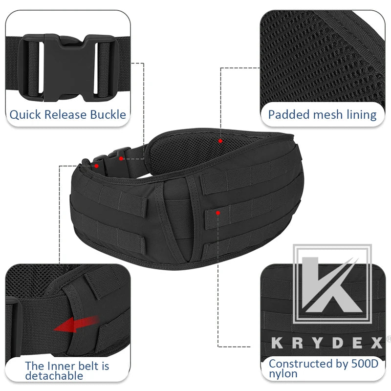 Tactical Waist Belt MOLLE Soft Wide Padded Battle Belt Shooting Airsoft Hunting Multi-Function Quick Release Belt