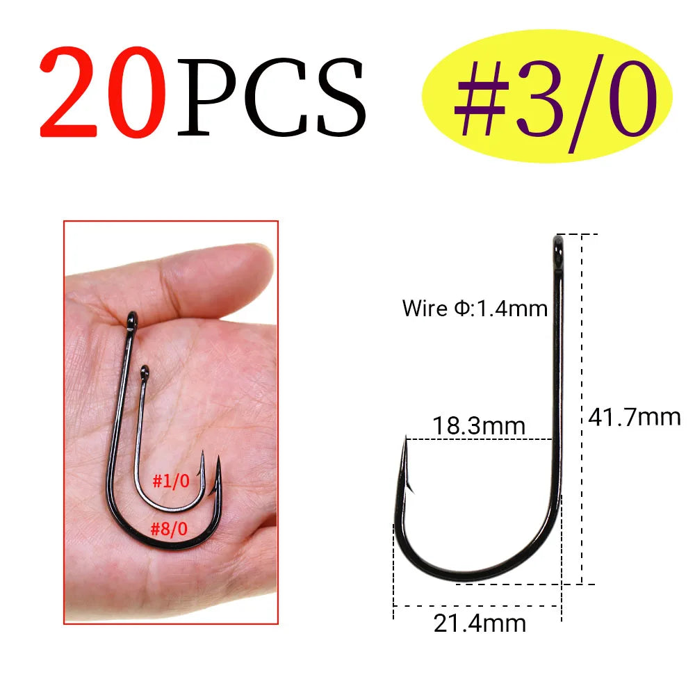 2X Strong Wide Gap Fishing Fly Tying Streamer Hooks for Pike/Bass/Musky/Saltwater (Sabiki, Carnivore Big Game Streamer)