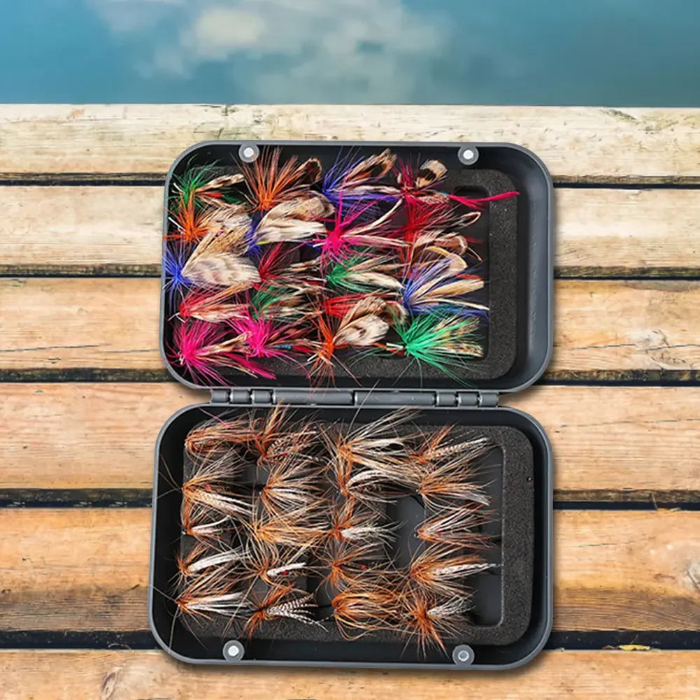 41/60pcs Bionic Insects Flies with Box Fly Fishing Lures Bionic Fly Hook Set Artificial Insect Fishing Baits Box for Trout Carp