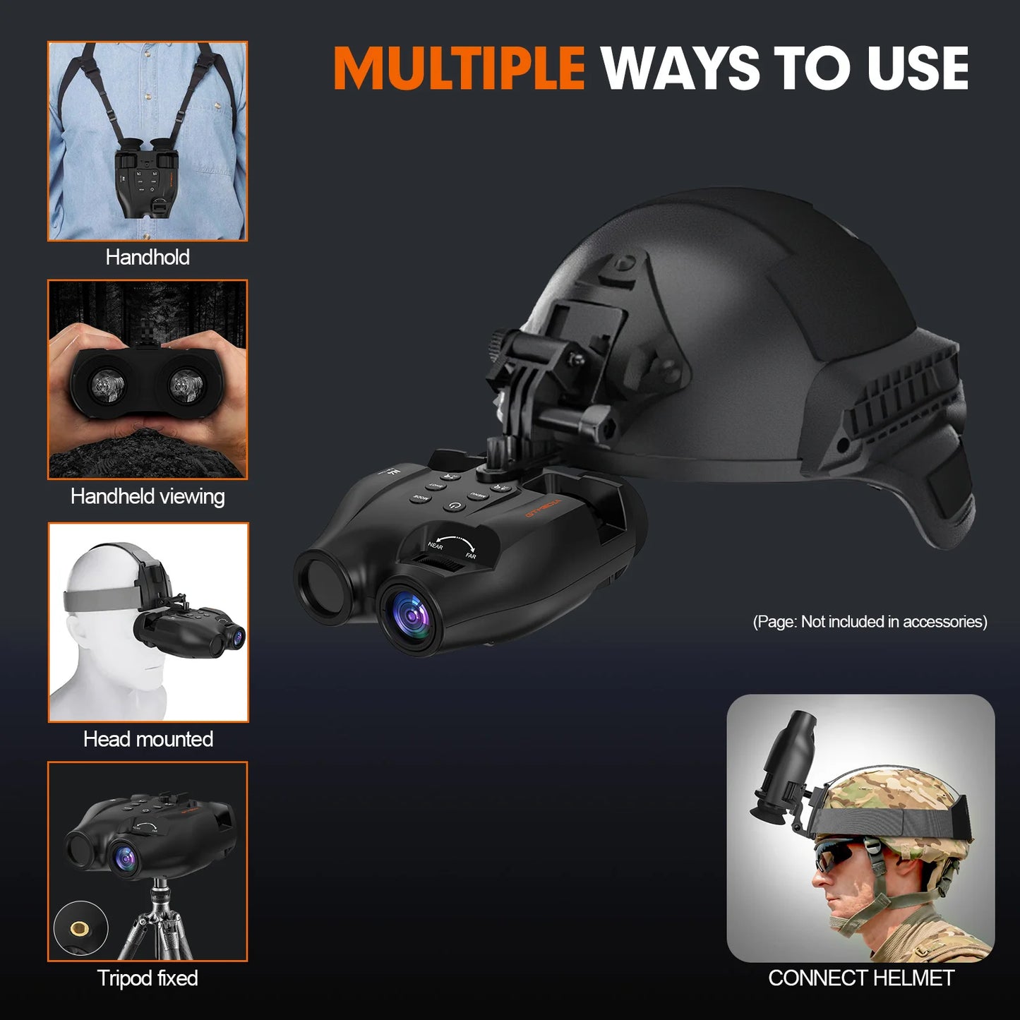 Binoculars Night Vision Goggles,1080P FHD 5X Optical Zoom for Outdoor Hunting Telescope Infrared Night Vision Device