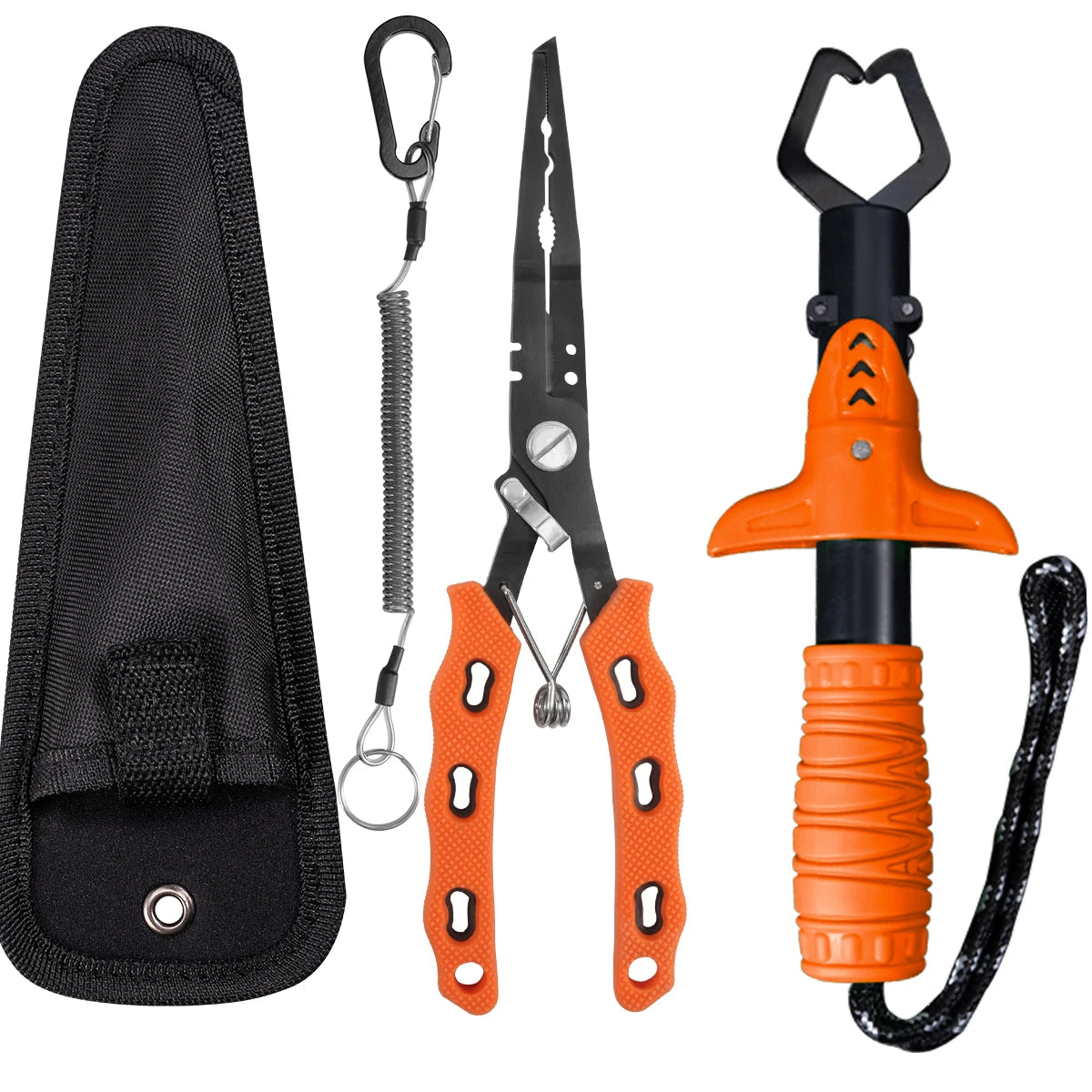 Lure fishing equipment: fish gripper, fishing pliers, hook remover, fishing knife, complete set, essential for fishing tackle