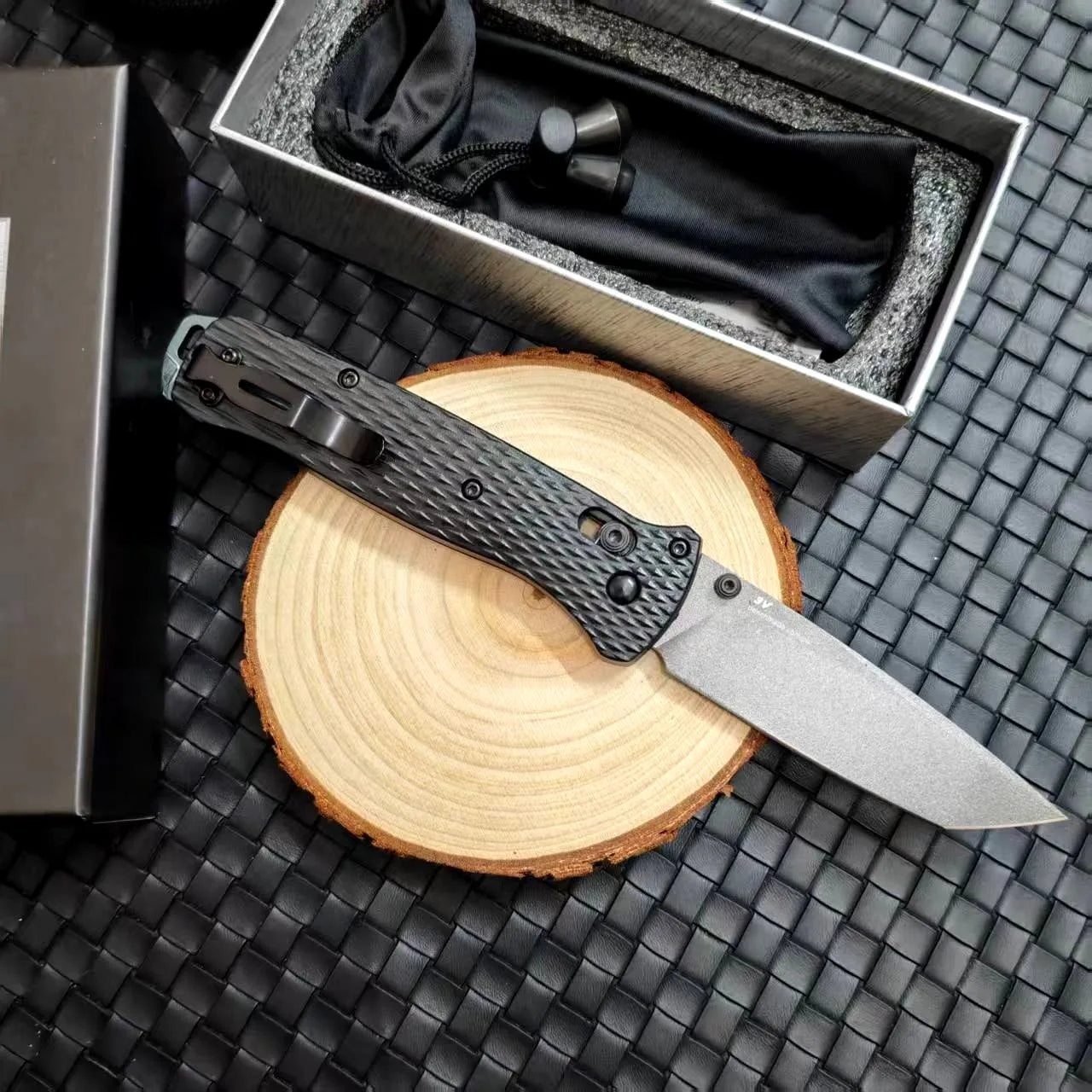 BM 537 Folding Pocket Knife Drop Point Flat Blade Nylon Fiber Handle Hunting Camping Tactical Combat Self-Defense Multi-Function