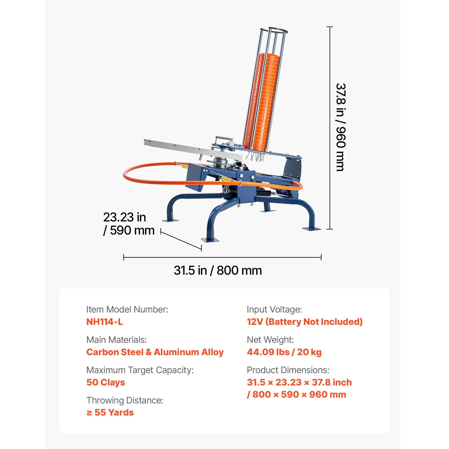 Clay Target Thrower Max 28/50 Clays Pigeon Thrower with Adjustable Angle & Foot Pedal for Clay Throwing Shooting Sports