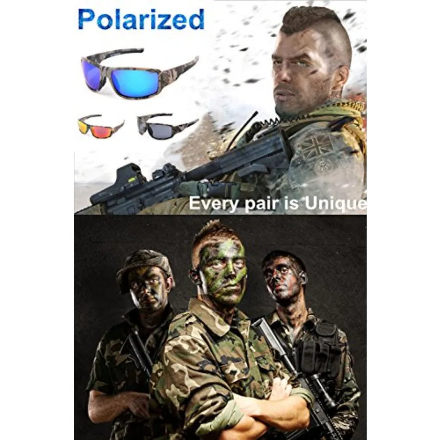 Polarized Outdoor Sports Sunglasses Tr90 Camo Frame for Men Women Driving Fishing Hunting Reduce Glare