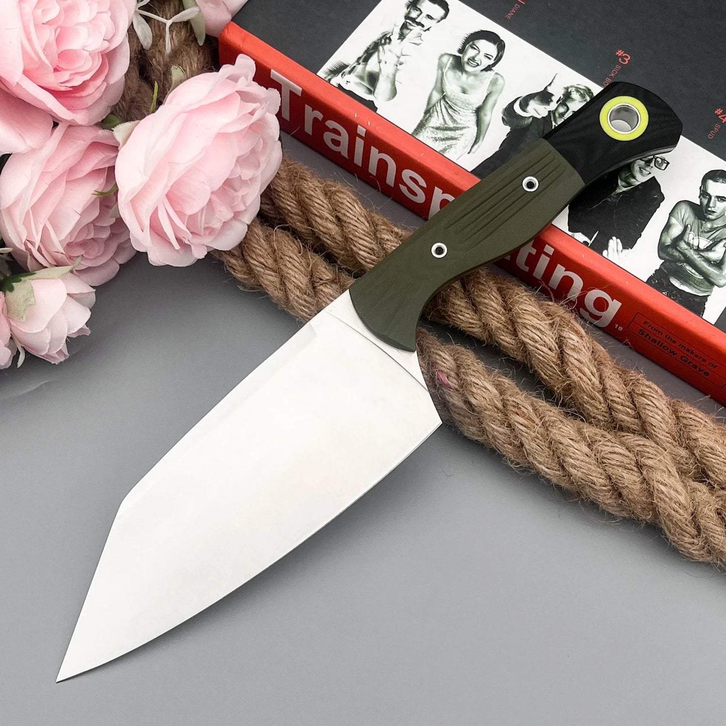 4170BK-01 High-Hardness Jungle Fixed-Blade Knife with Sheath, D2 Blade, G10 Handle—Everyday Survival, Camping, and Adventure Tool; Portable Outdoor Rescue Knife; Gift