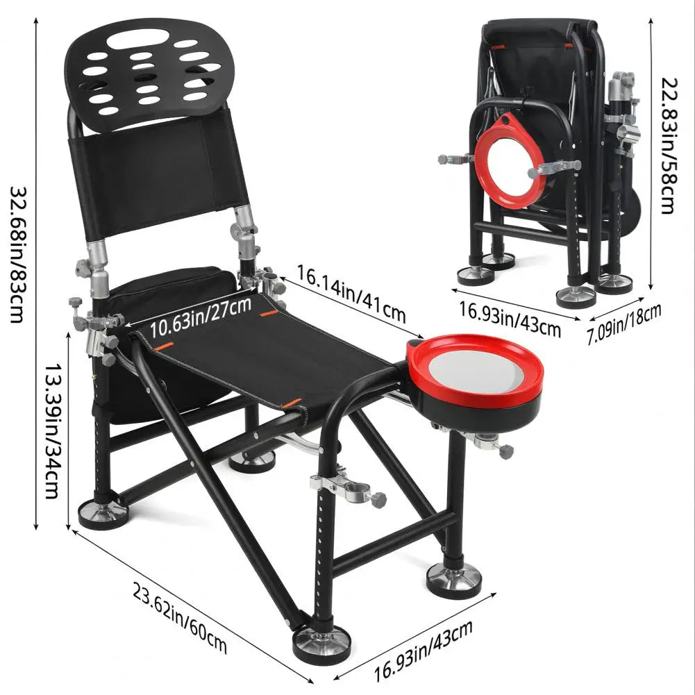13 Gear Rise Fall 21cm Adjustment Fishing Chair with Backrest Rod Holder Folding Fishing Deck Chair Fisherman Gift