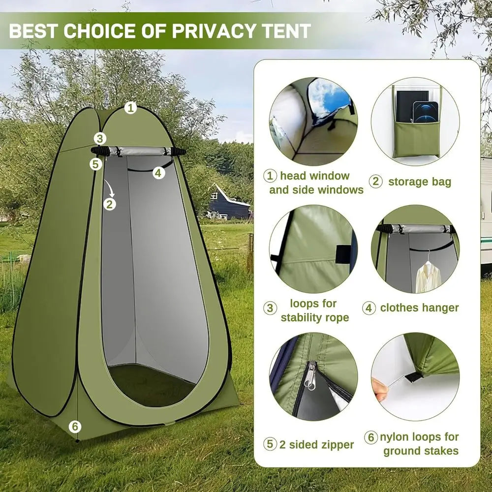 Portable Camping Shower, Pop Up Privacy Tent Kit with LED Light and Foldable Toilet, 6000mAh LCD Screen Shower Pump, 5.3 Gallons