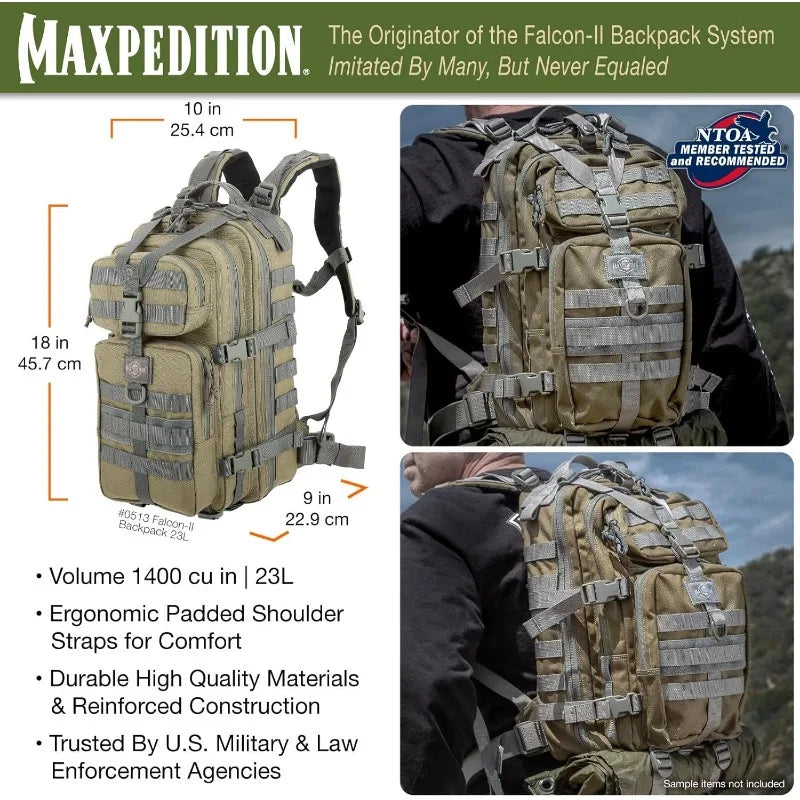 Backpack, 23L Tactical Backpack, Survival Pack, Bug Out Bag, MOLLE Go Bag for EDC, 0513