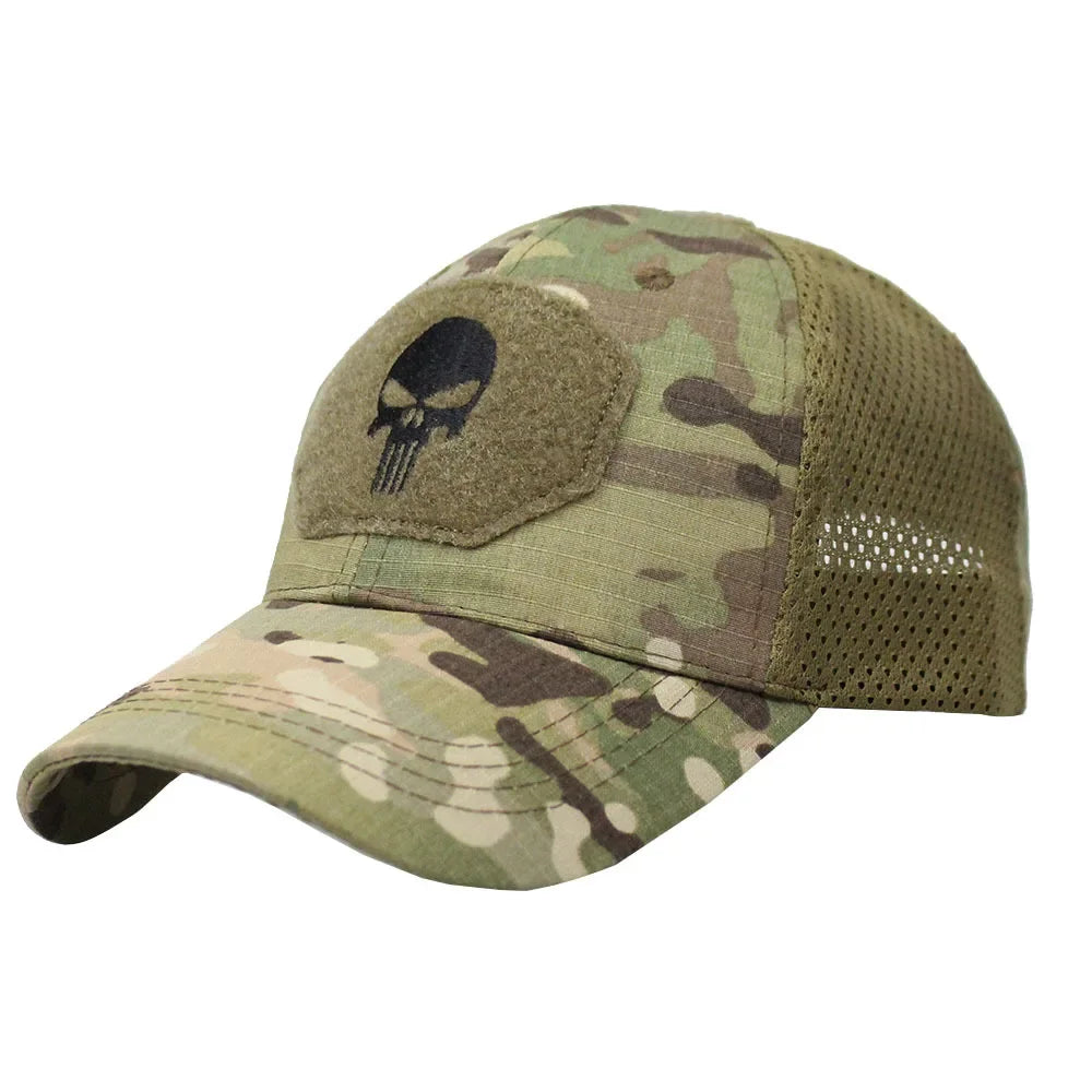 Camouflage Baseball Cap Mesh Breathable Special Forces Tactical Camo Hat Skull Duck Visor Hat