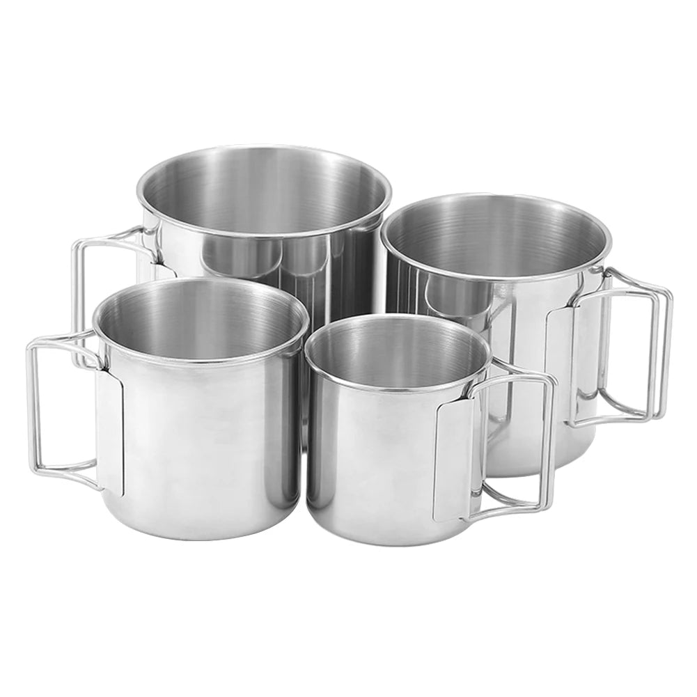 Coffee Cup with Foldable Handle Camping Mug Lightweight Portable Camping Cup Stainless Steel for Camping Hiking