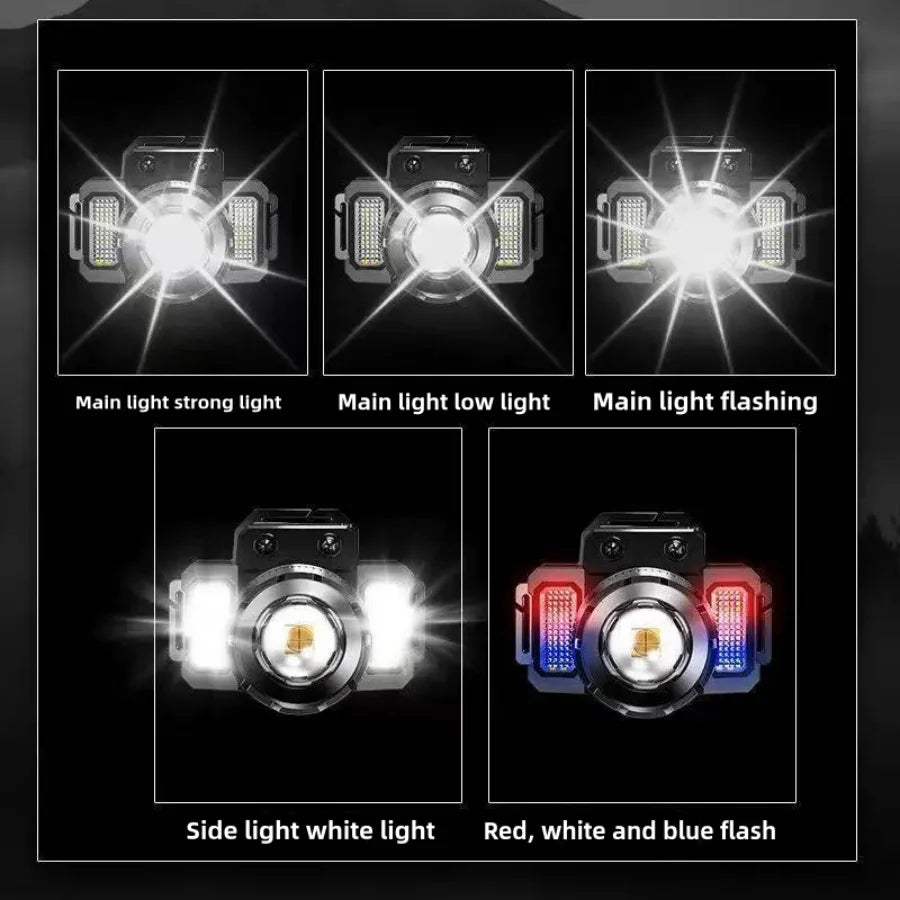 LED Headlamp Induction Head Lamp Built-in Battery USB Rechargeable Head Flashlight Outdoor Camping Fishing Sensor Headlight