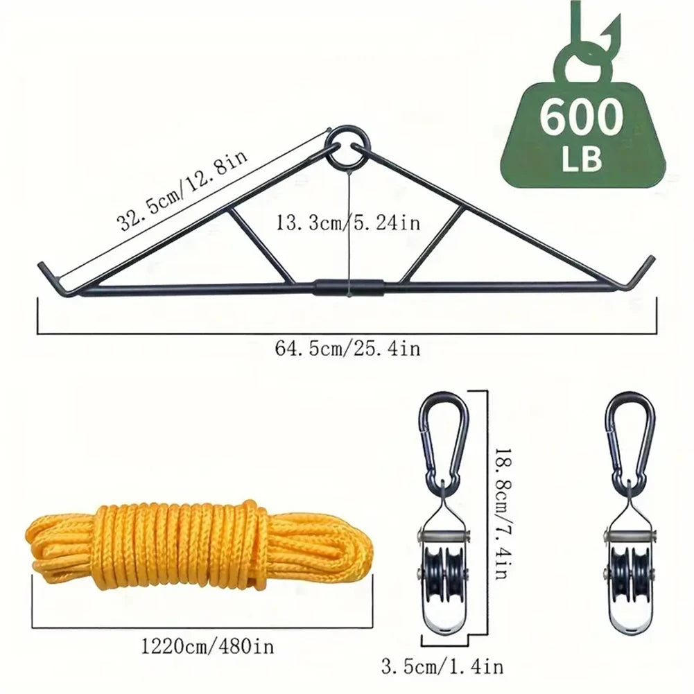 700LB Capacity Elk Hoist Pulley Lift System with Gambrel Hunting Game Hanging Kit for Deer Butcher Hunting Accessories Gift Set