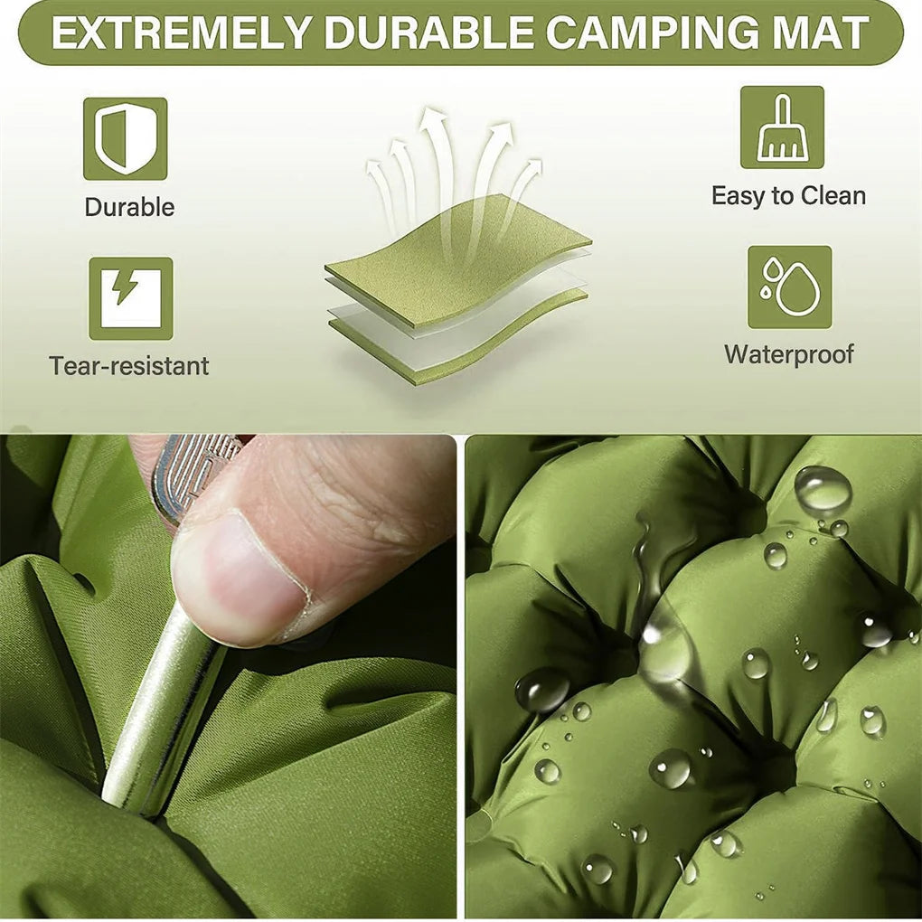 Double Air Mattress with Pillow, Built-in Foot Pump, 4-inch Camping Air Mattress, for Backpacking, Hiking, Traveling, Tent