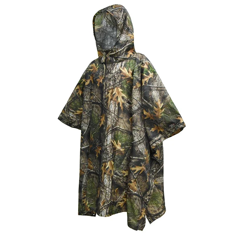 Camouflage Raincoat PVC Outdoor Cycling Hiking Hunting Portable Folding Adult Tactical Poncho Rain Coat Waterproof Motorcycle
