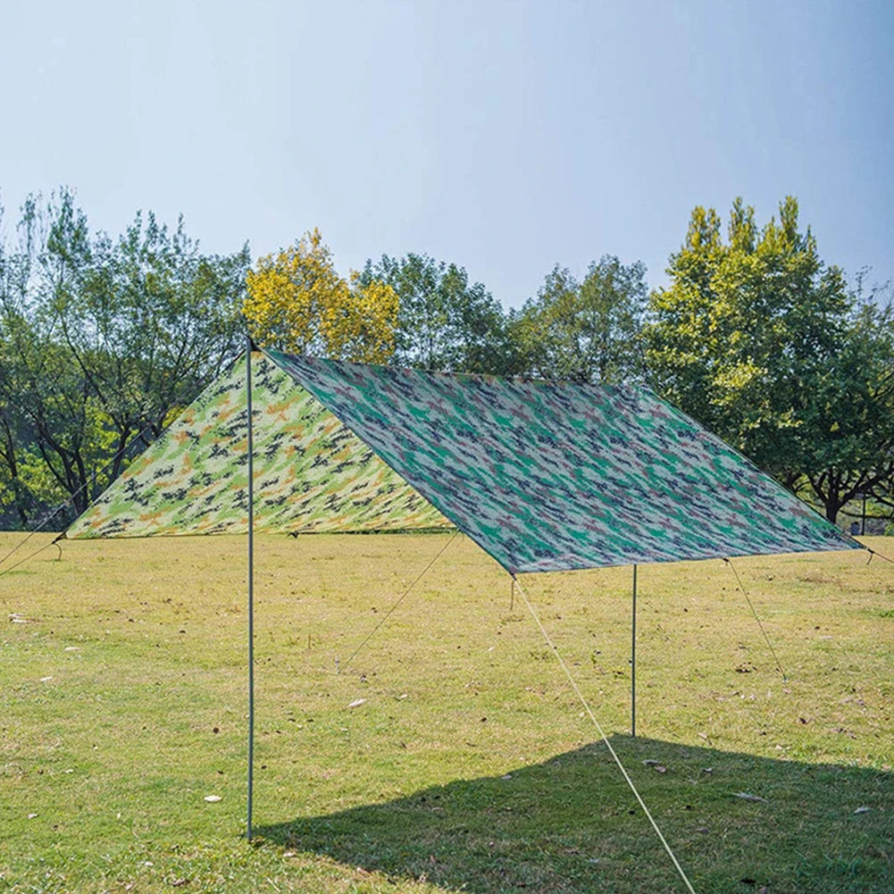 Camouflage Awning Sun Shelter 210T Polyester Yarn Camping Tent Tarp Waterproof Foldable Ultra-light Picnic Backpacking Equipment
