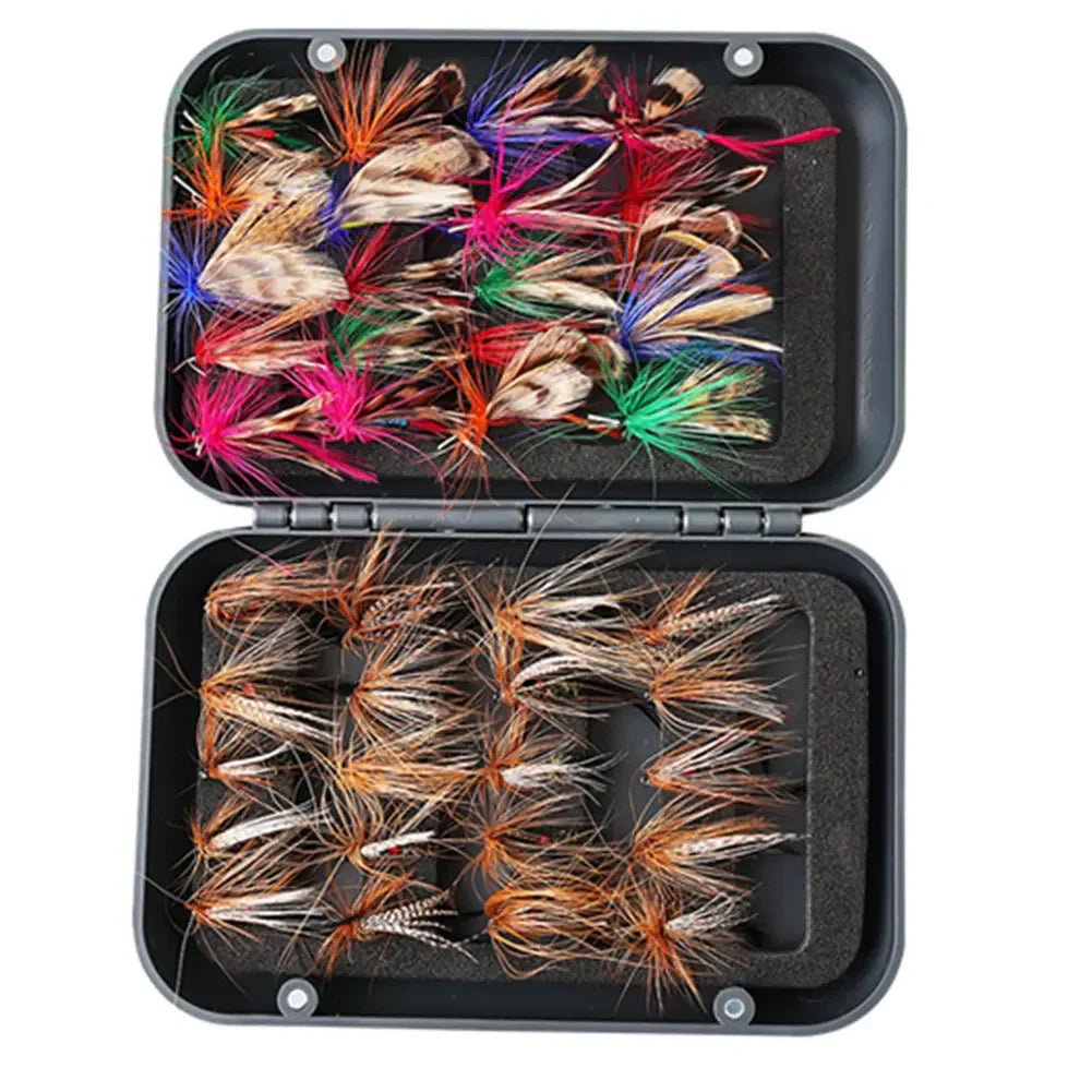 41/60pcs Bionic Insects Flies with Box Fly Fishing Lures Bionic Fly Hook Set Artificial Insect Fishing Baits Box for Trout Carp