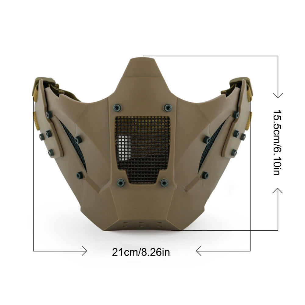 Mili-tary Mask with Adjustable Elastic Strap Face Protective Mask Good Air Permeability Metal Mask Detachable for Outdoor Camp