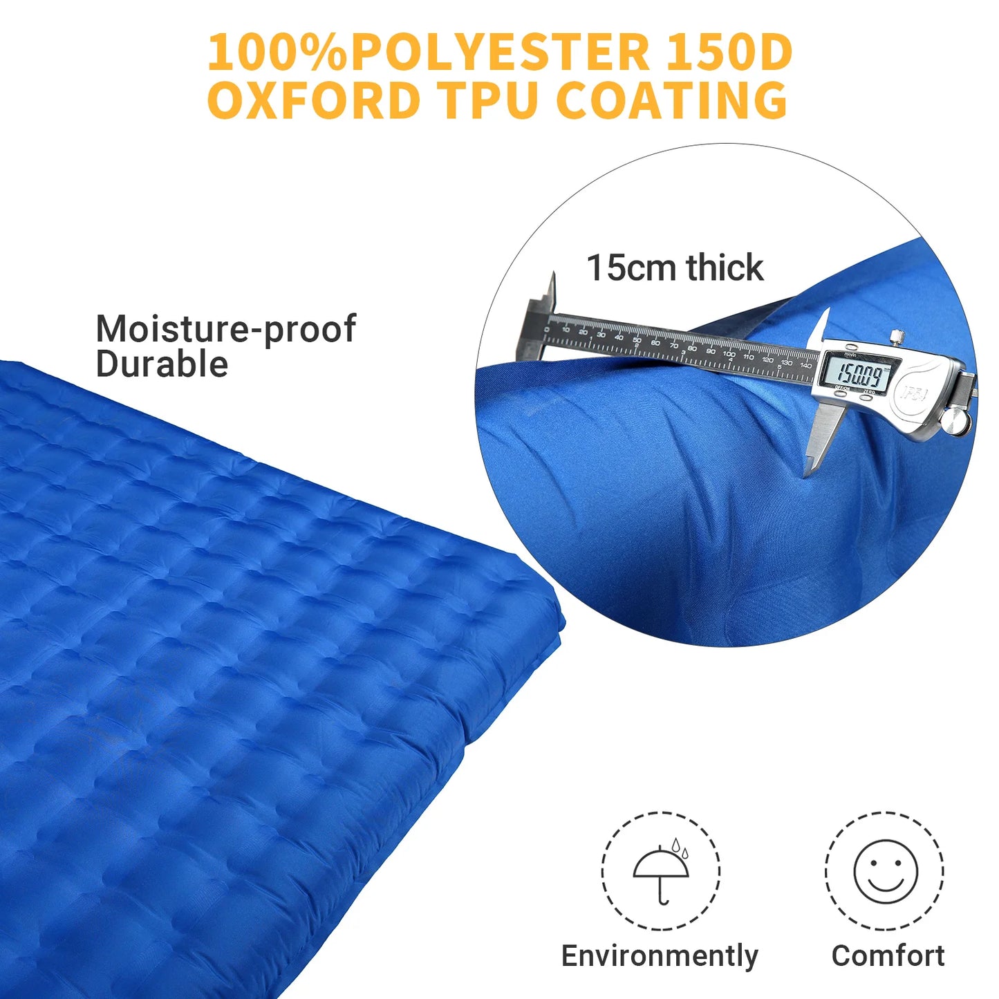 Double Air Pad, 6.0 Inches Extra Thick Ultralight Inflatable Sleeping Pad For Camping, Hiking, Courtyard, Carry Bag
