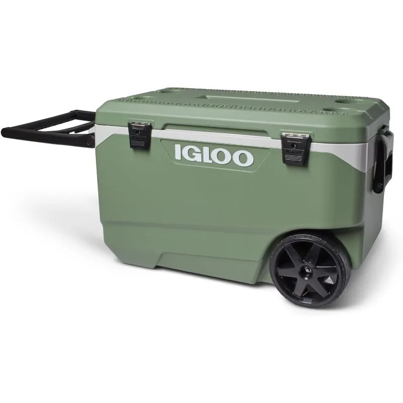 90 QT Maxcold Lattitude Cooler, Insulated Cooler Chest with Wheels, Leak-Proof Outdoor Cooler, 134 Can Capacity