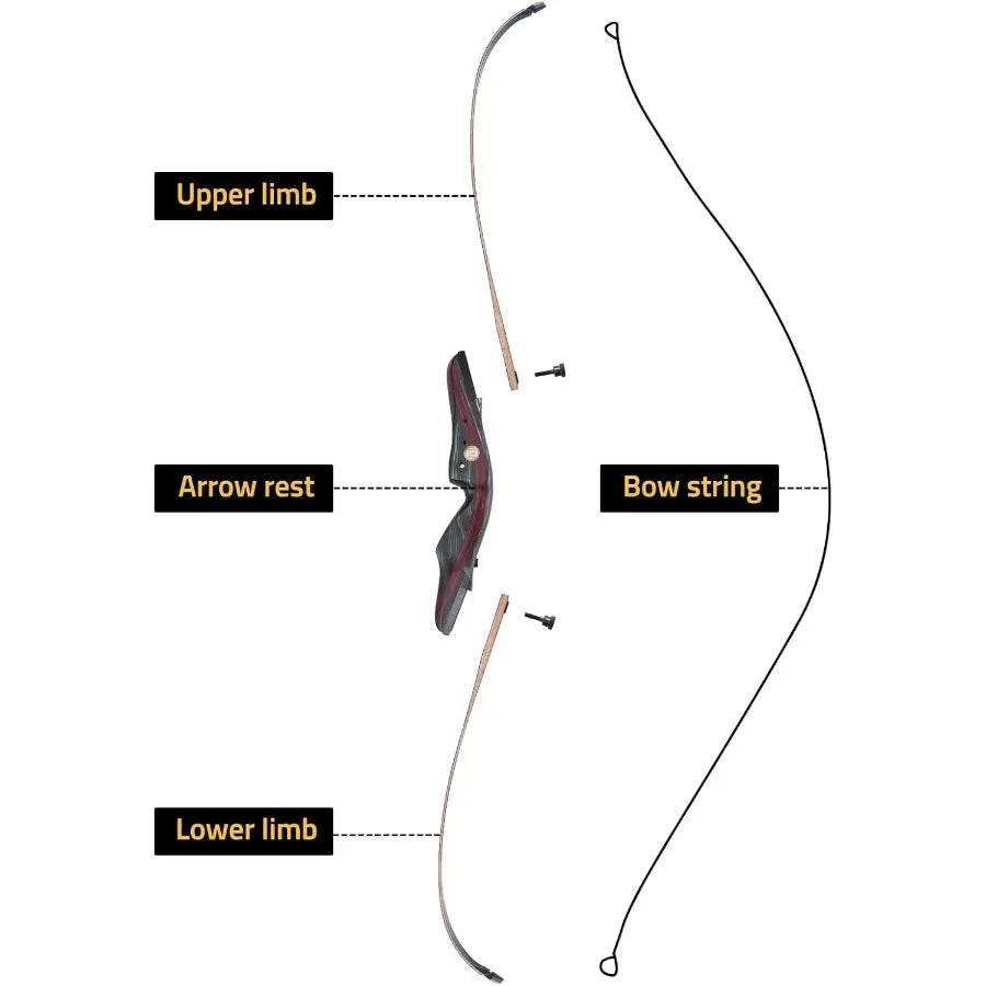 62 Recurve Bow and Arrow Set for Adults and Hunters with 30lb40lb Draw Weight RightHanded Wooden Takedown Design Ideal for Outd