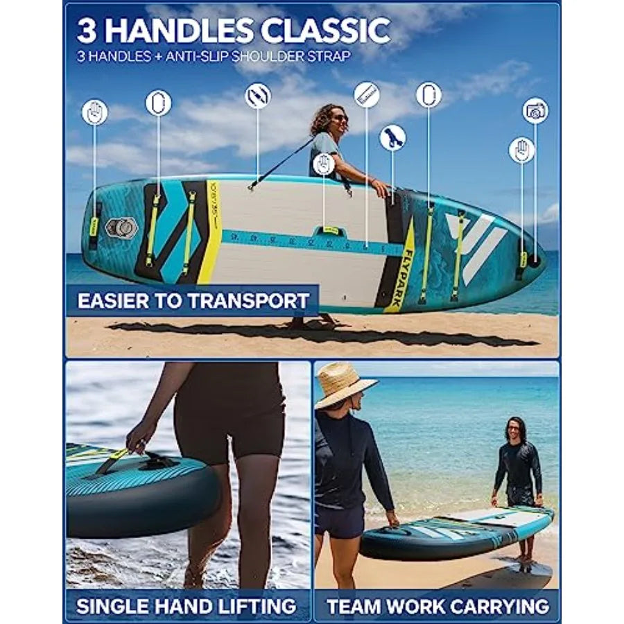 10'8/11'x35'' Extra Wide Inflatable SUP Paddle Board for Fishing Family Use 430lb Ccity Black with Camera Mount Shoulder Strap
