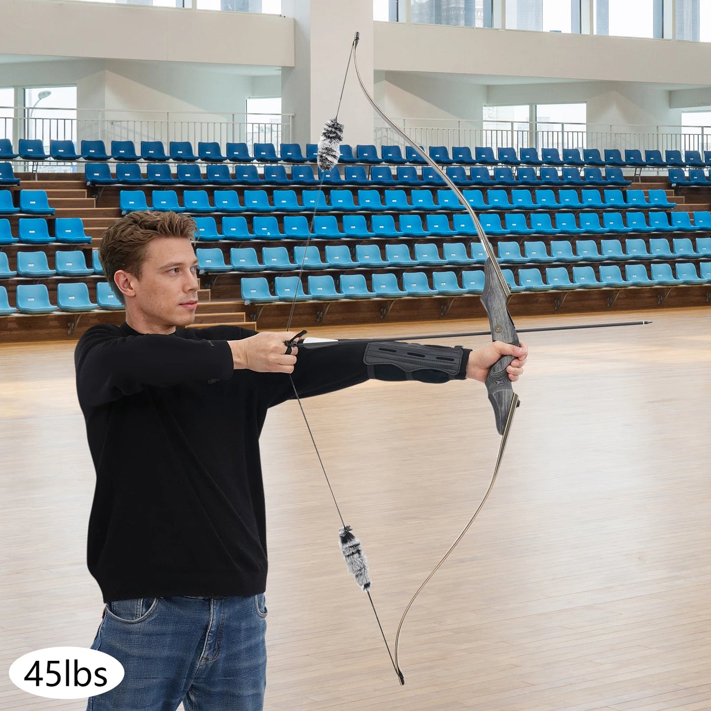 20.41kg/45lbs Takedown Recurve Bow, Wooden Recurve Bow, Recurve Bow Kit Used to Practice Basic Archery Posture, Aiming, and Release Techniques in a Backyard or at a Shooting Range