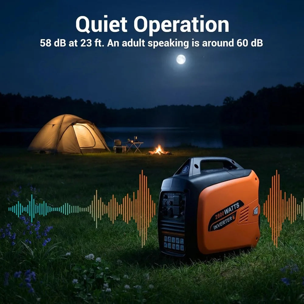 2800-Watts Portable Inverter Generator, Gas Generators for Home Use, Camping, Super Quiet Emergency Home Backup,, Customized