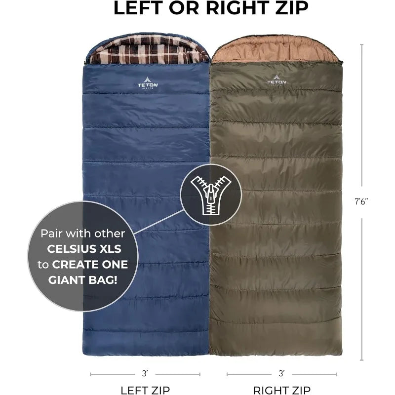 Celsius XL, -25F, 20F, 0F Degree Sleeping Bags, All Weather Warm Sleeping Bag for Adults and Kids, Camping Season